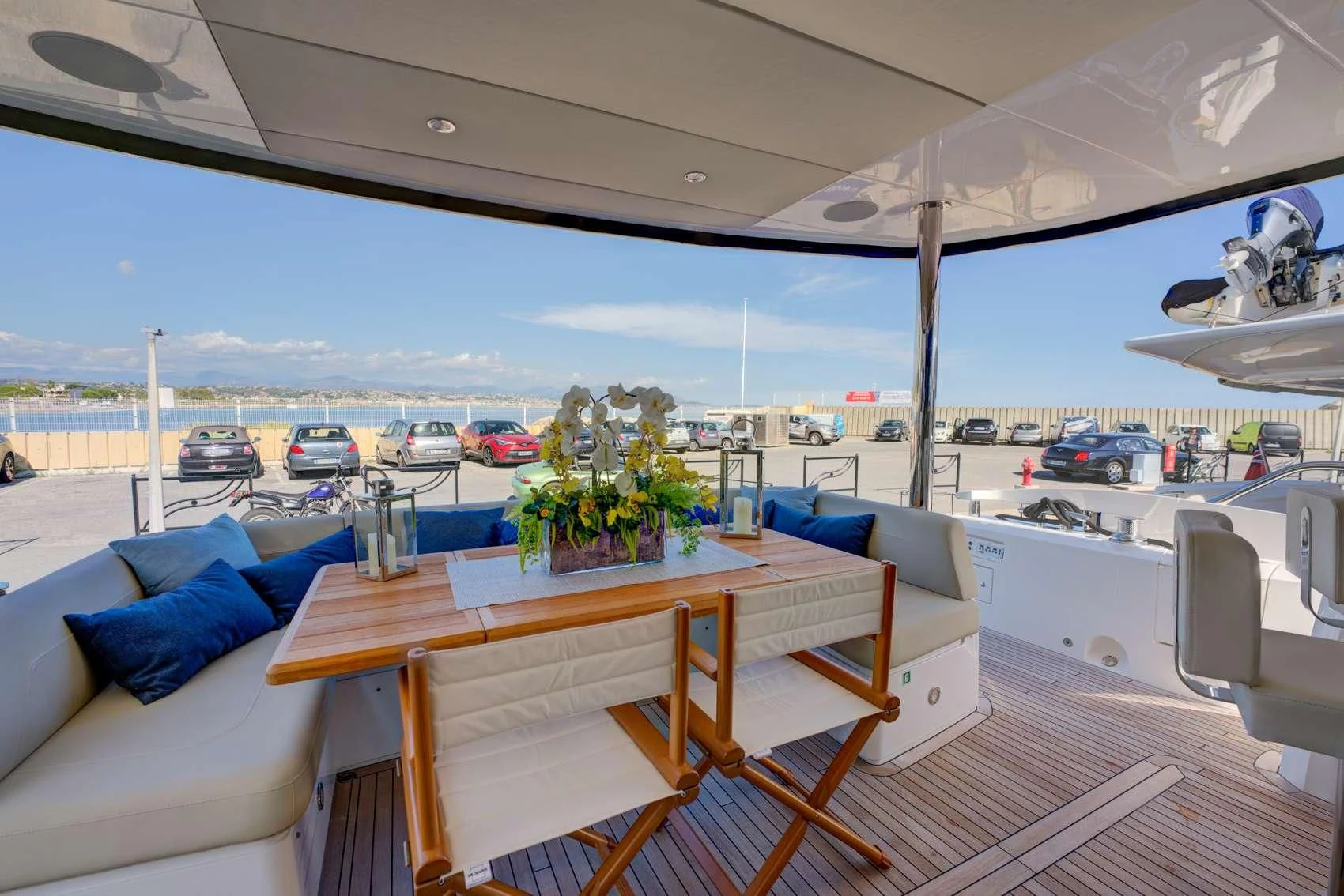 a table on a deck aboard MIKEL ANGELO Yacht for Charter