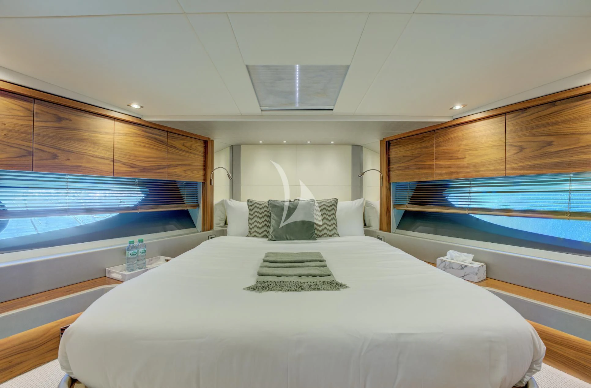 a bed in a room aboard MIKEL ANGELO Yacht for Charter