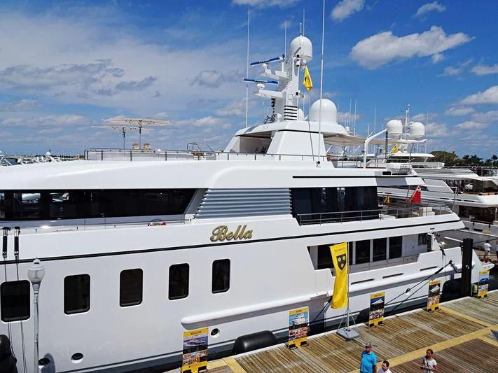 a large white boat aboard BELLA Yacht for Sale
