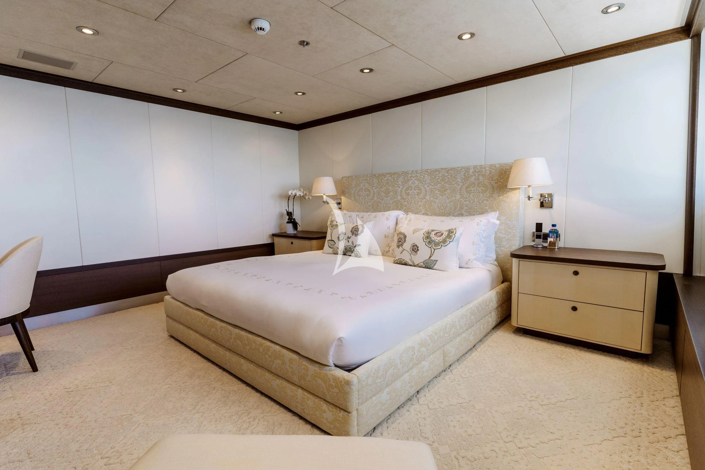 a room with two beds aboard BELLA Yacht for Sale