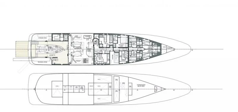 diagram, engineering drawing aboard BELLA Yacht for Sale