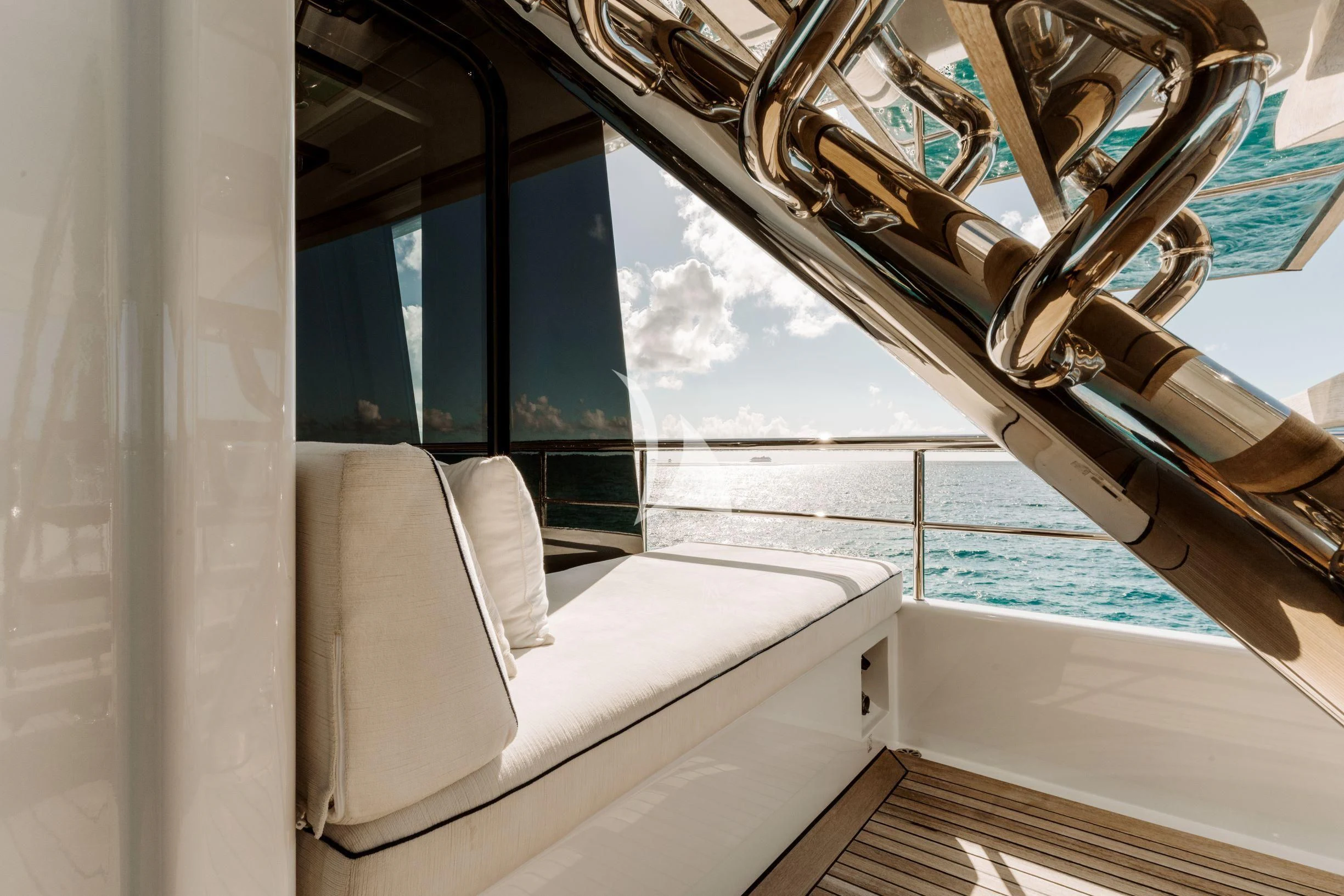 a room with a bed and a window aboard BELLA Yacht for Sale