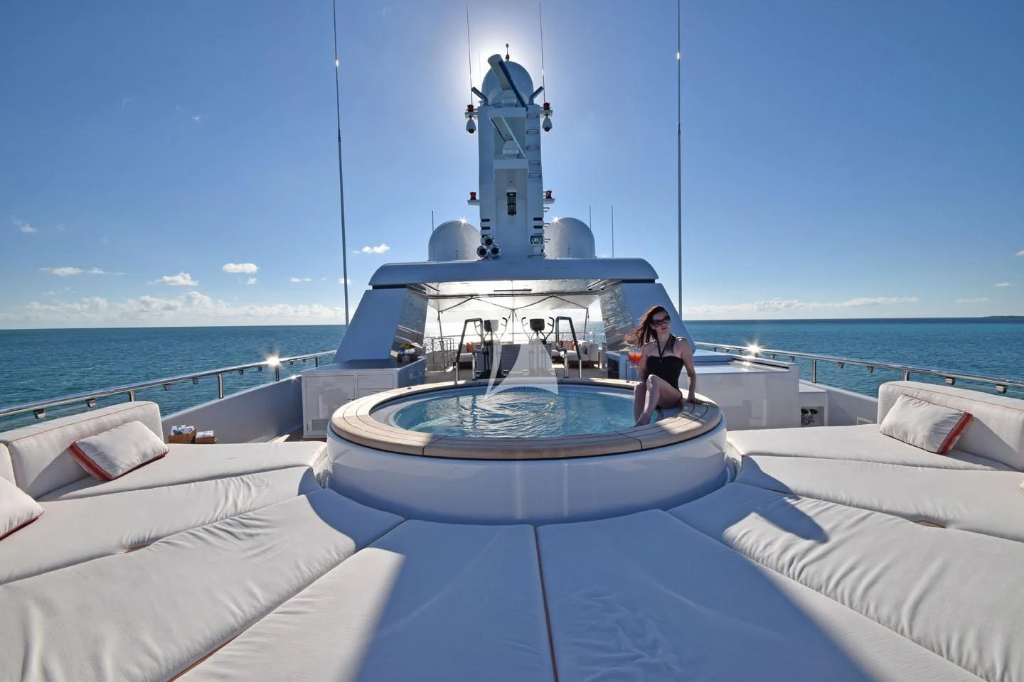 a person standing on a boat aboard BELLA Yacht for Sale