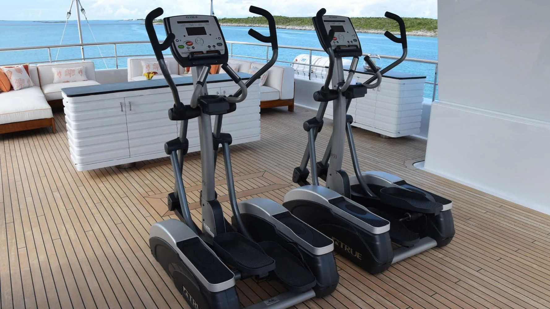 a camera on a tripod aboard BELLA Yacht for Sale