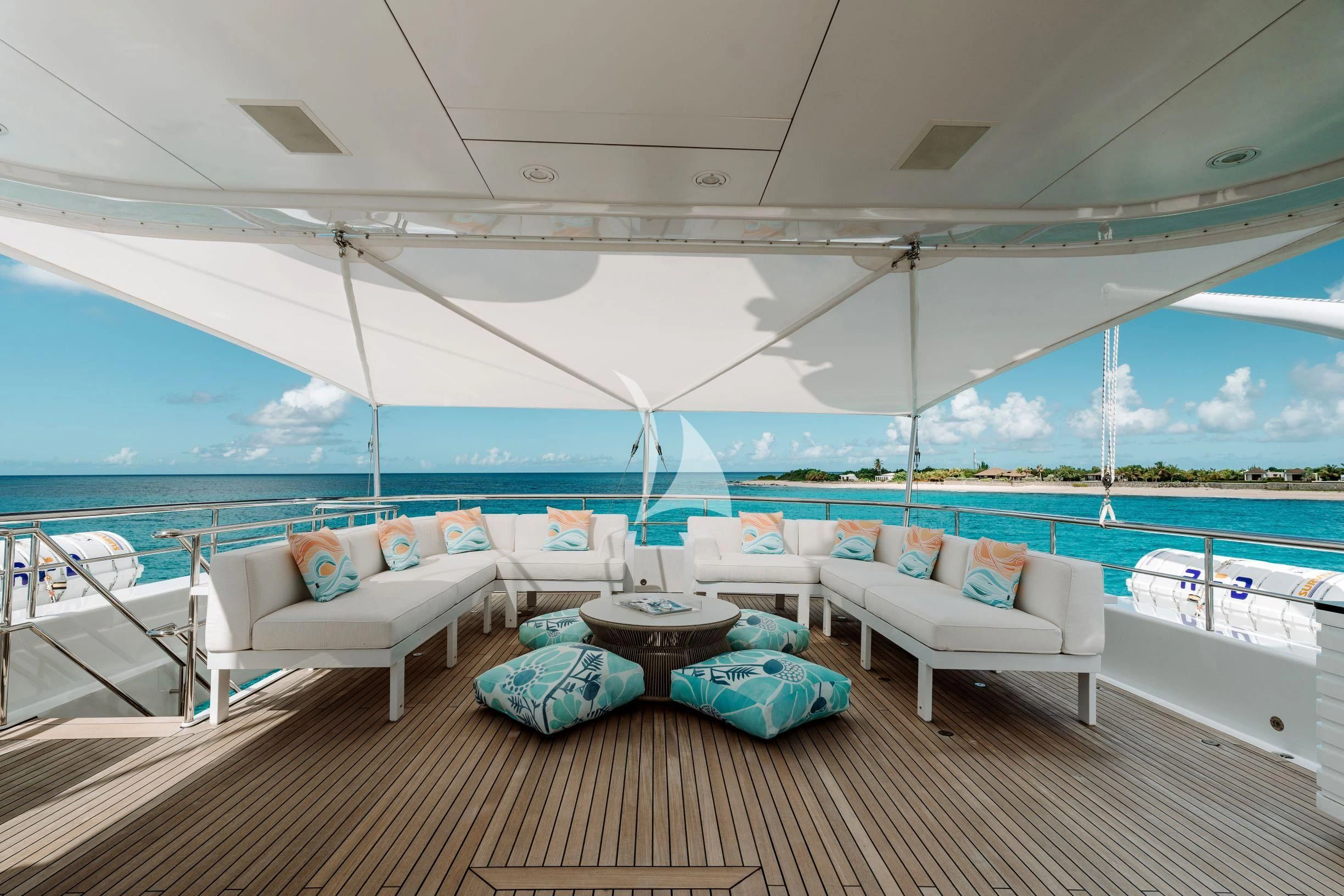 a large living room with a pool aboard BELLA Yacht for Sale