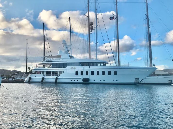 a large white boat in the water aboard BELLA Yacht for Sale