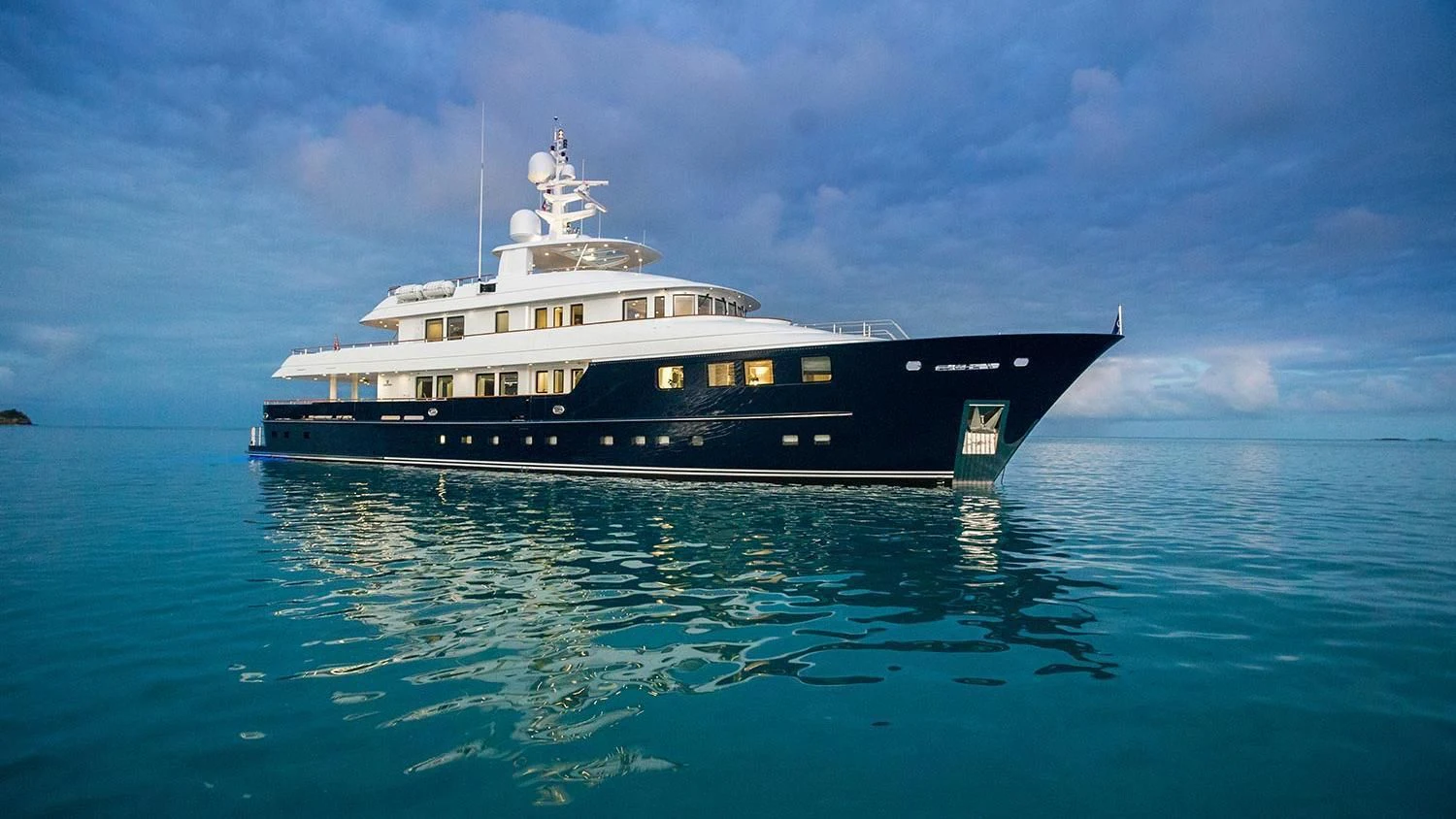 a large ship in the water aboard MICHAELA ROSE Yacht for Sale