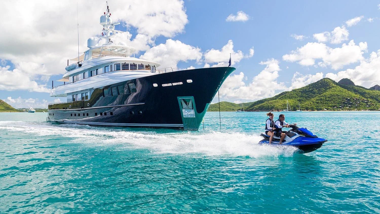 a boat on the water aboard MICHAELA ROSE Yacht for Sale