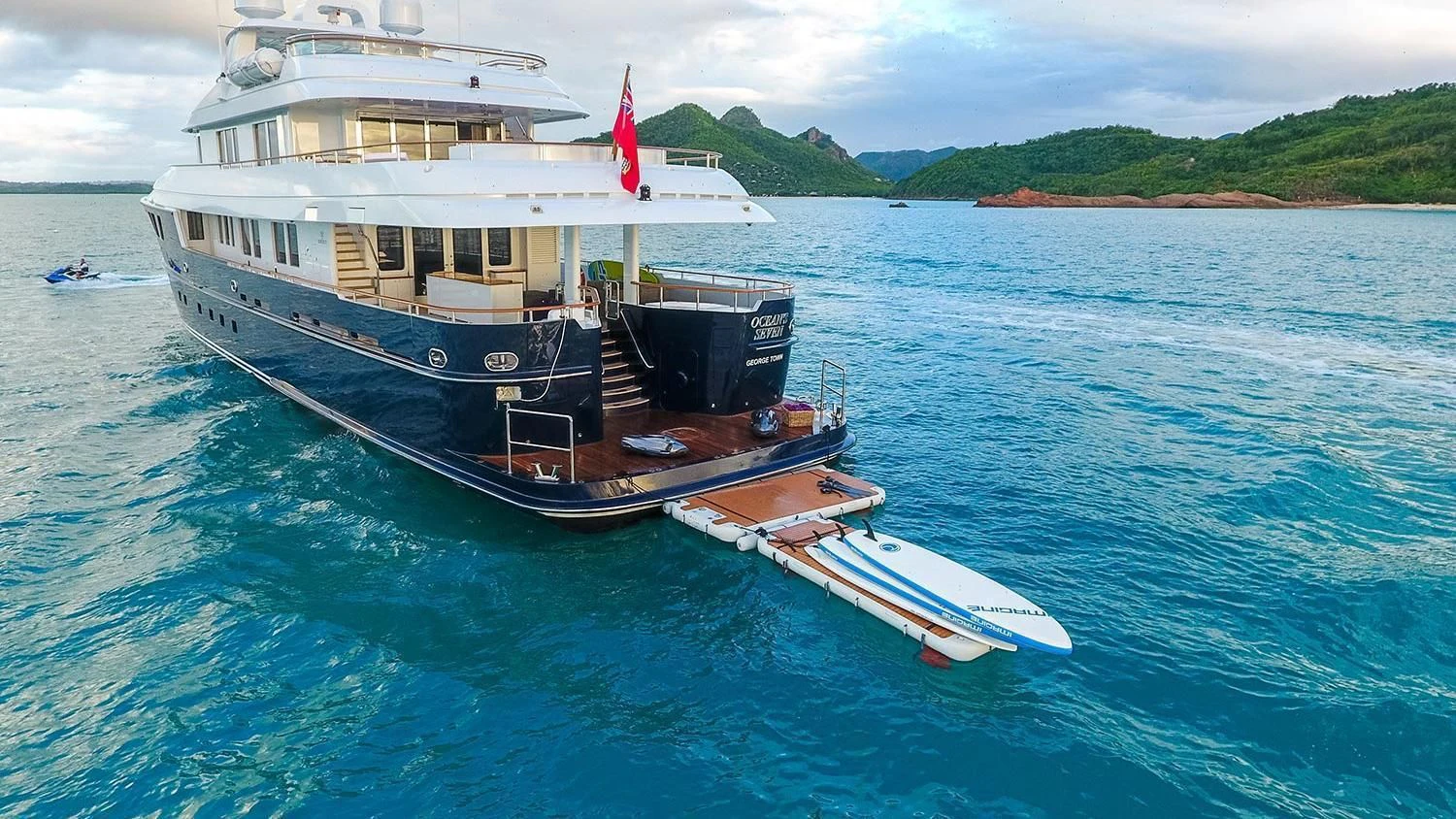 a boat in the water aboard MICHAELA ROSE Yacht for Sale