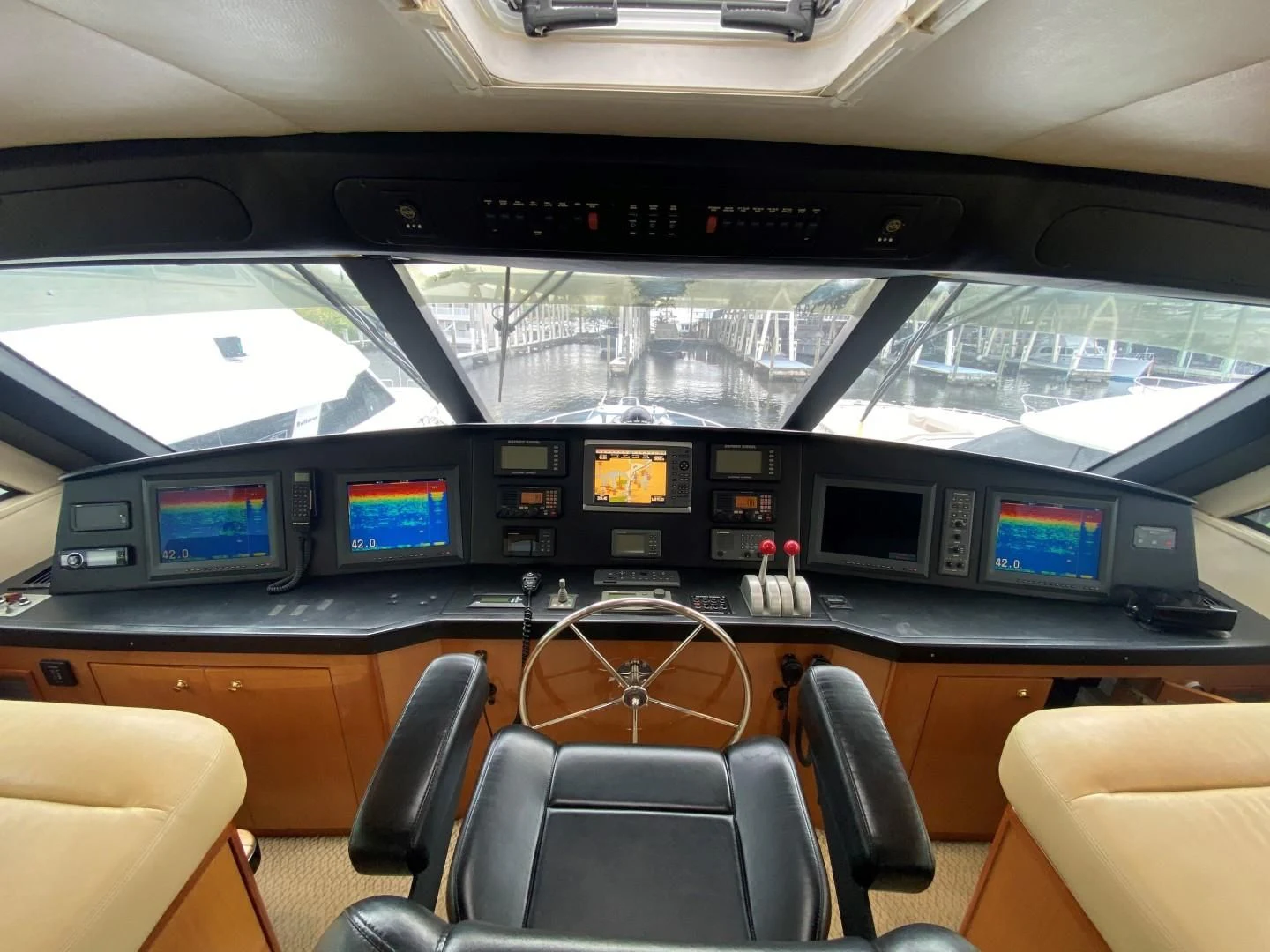 inside of a vehicle with screens aboard PITTY Yacht for Sale