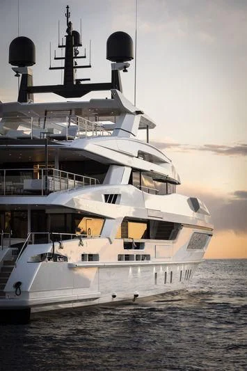 a large white ship aboard ANDIAMO Yacht for Sale