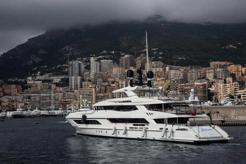 a white boat in the water aboard ANDIAMO Yacht for Sale