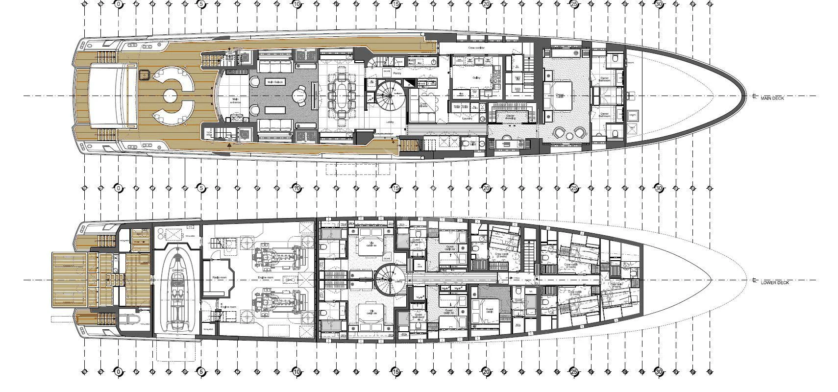 diagram, engineering drawing aboard ANDIAMO Yacht for Sale