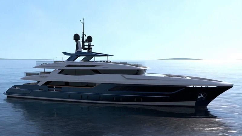 a large ship in the water aboard ANDIAMO Yacht for Sale