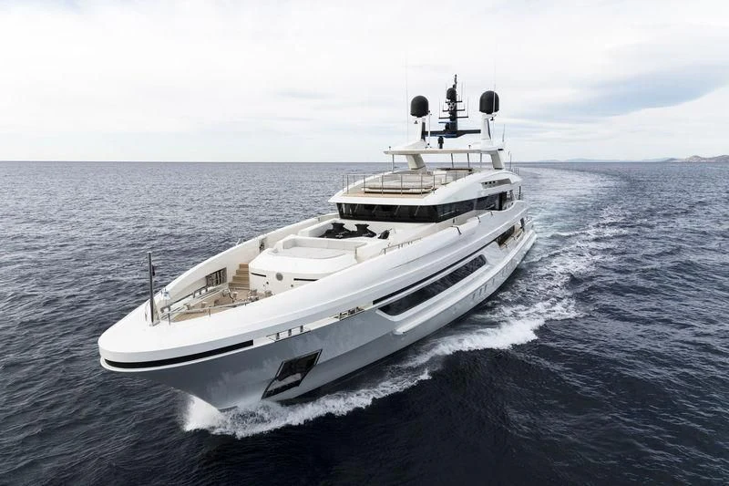 a large white boat aboard ANDIAMO Yacht for Sale
