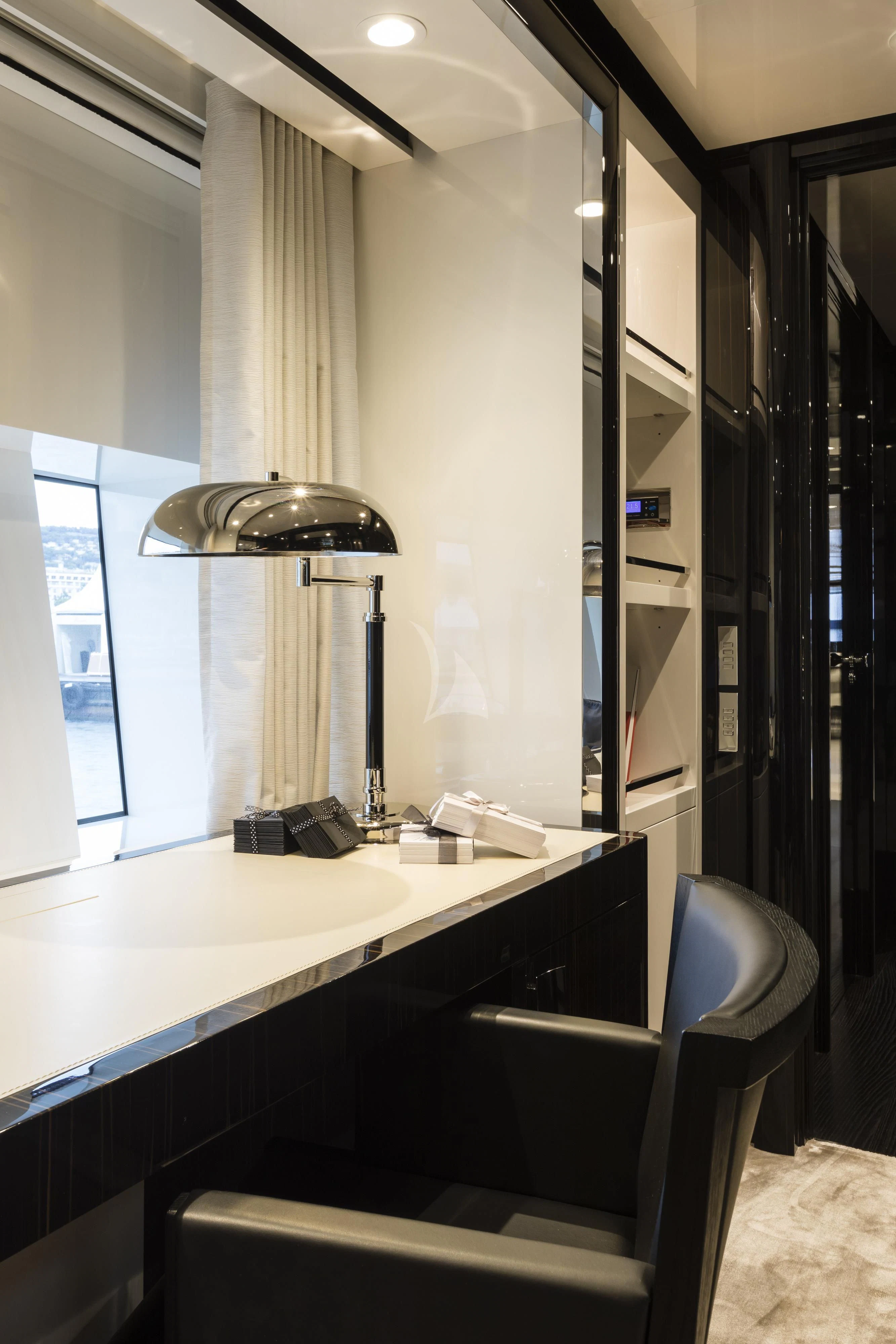 a bathroom with a sink and a mirror aboard ANDIAMO Yacht for Sale