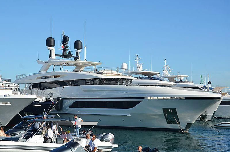 a large boat docked aboard ANDIAMO Yacht for Sale