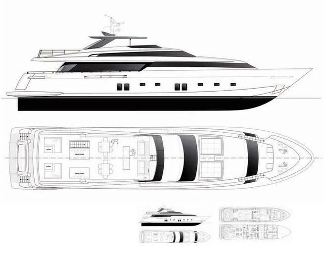 diagram, engineering drawing aboard CERVINO Yacht for Sale