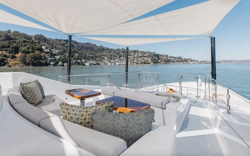 a lounge area on a boat aboard FIGARO Yacht for Sale