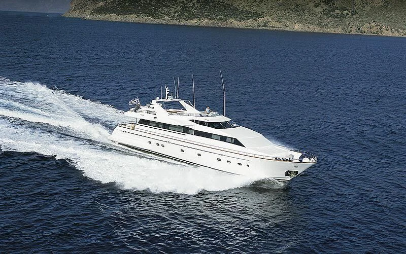 a white yacht on the water aboard ABSOLUTE KING Yacht for Sale