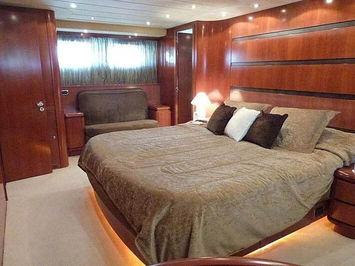 a bed in a room aboard ABSOLUTE KING Yacht for Sale