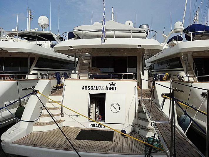 a boat docked at a pier aboard ABSOLUTE KING Yacht for Sale