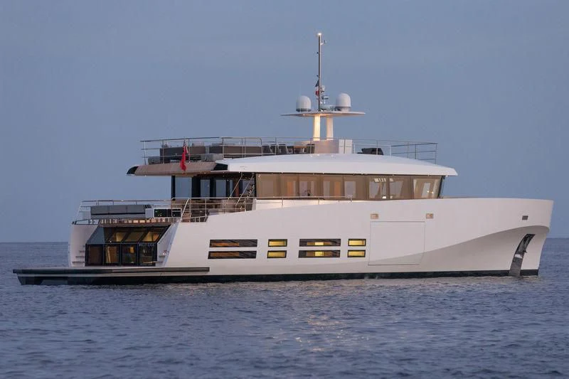 a large white ship aboard CASA Yacht for Sale