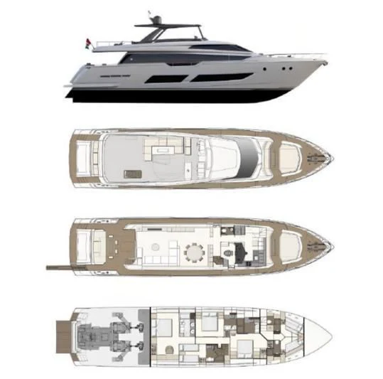 a few silver and black scale trains aboard TO INDIA Yacht for Sale