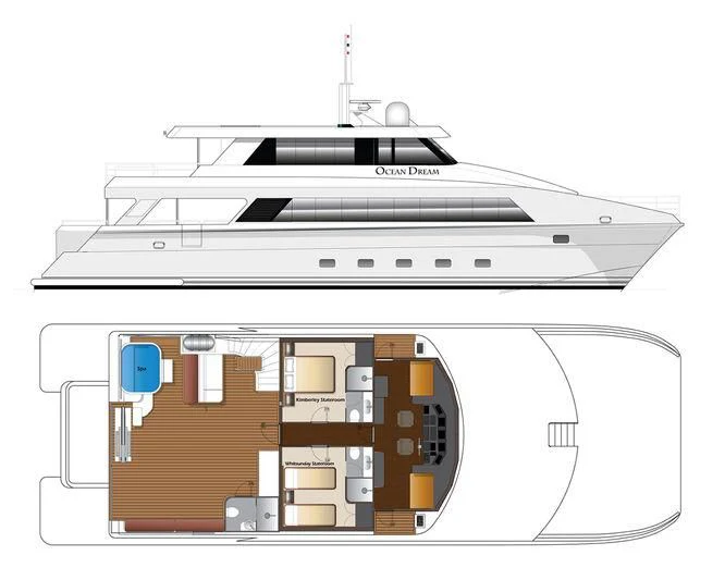 diagram, engineering drawing aboard OCEAN DREAM Yacht for Sale
