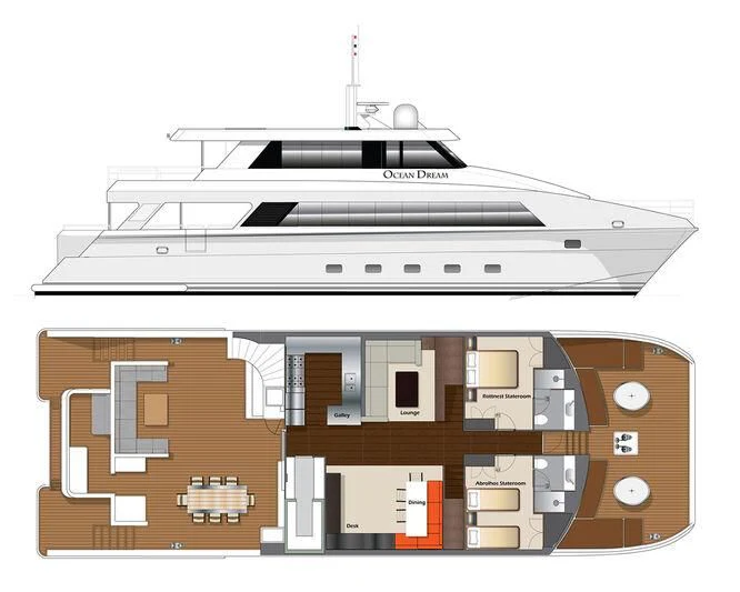 a building with a large tower aboard OCEAN DREAM Yacht for Sale