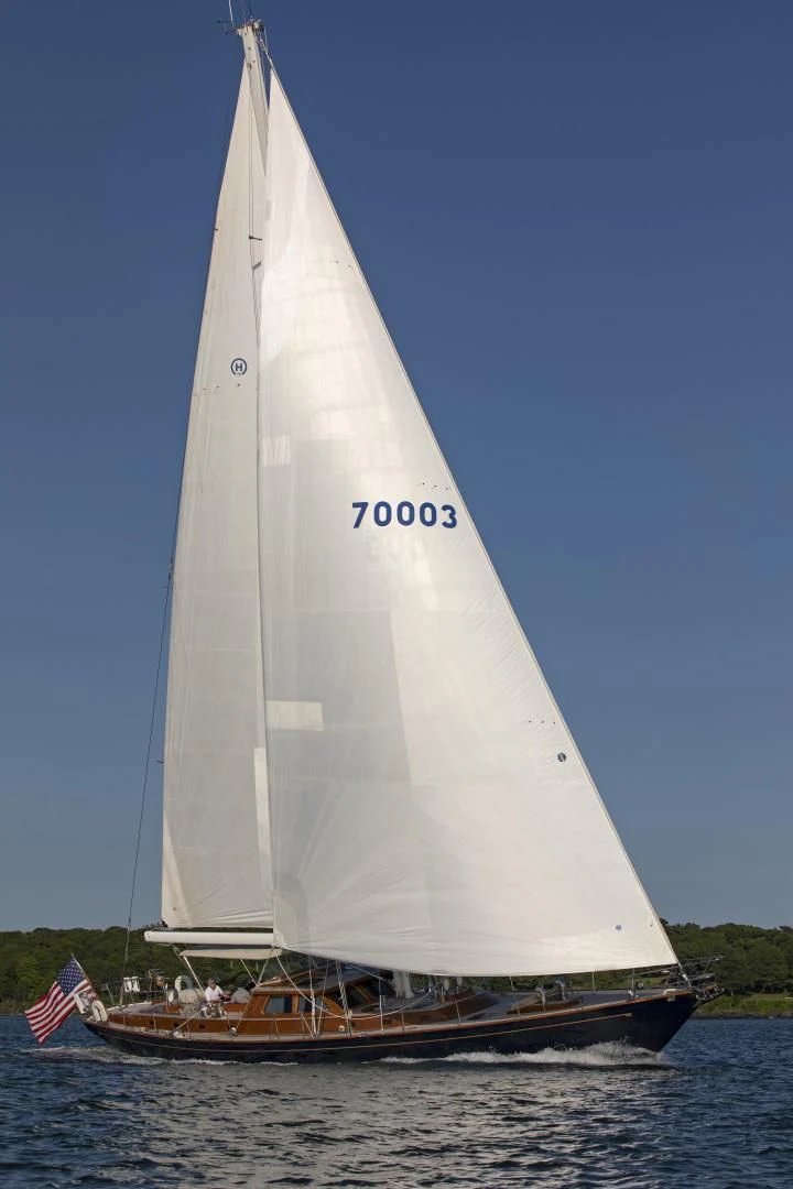 a sailboat on the water aboard PATRIOT Yacht for Sale
