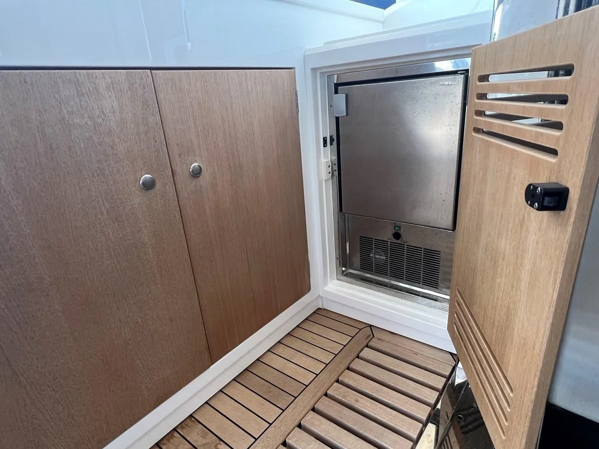 a wooden closet with a wood floor aboard 66 MANHATTAN Yacht for Sale