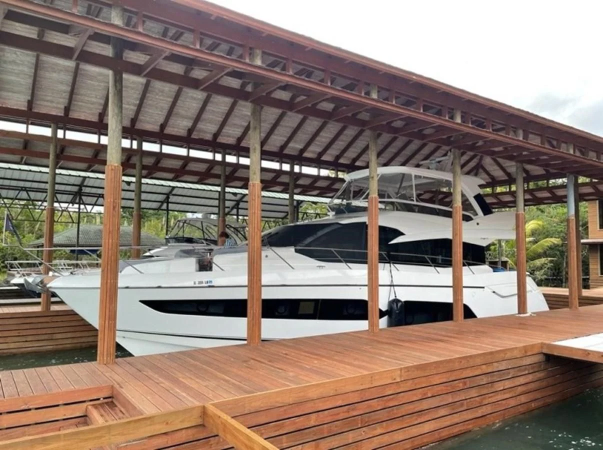 a boat on a deck aboard 66 MANHATTAN Yacht for Sale
