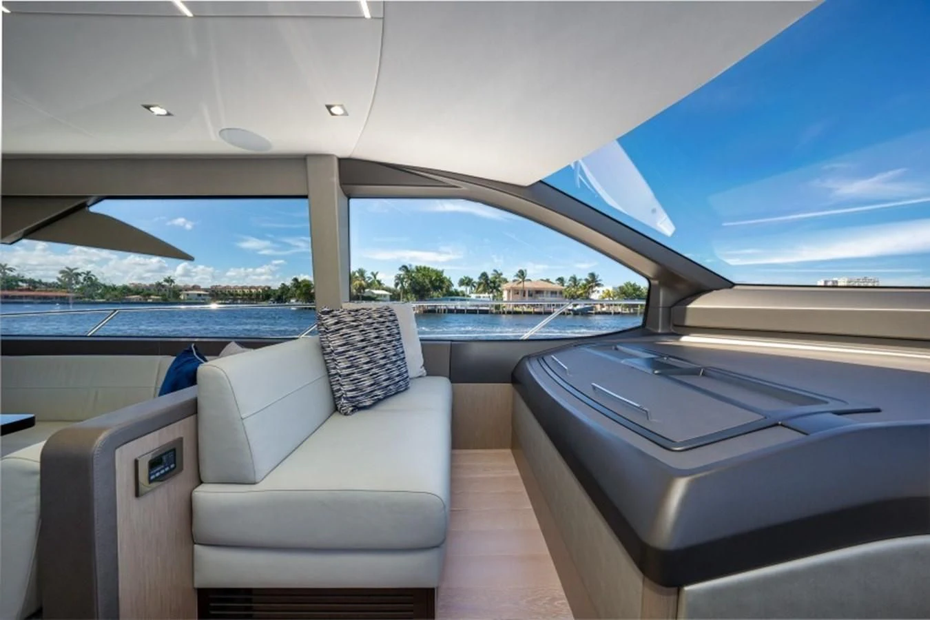 inside of a car aboard 66 MANHATTAN Yacht for Sale