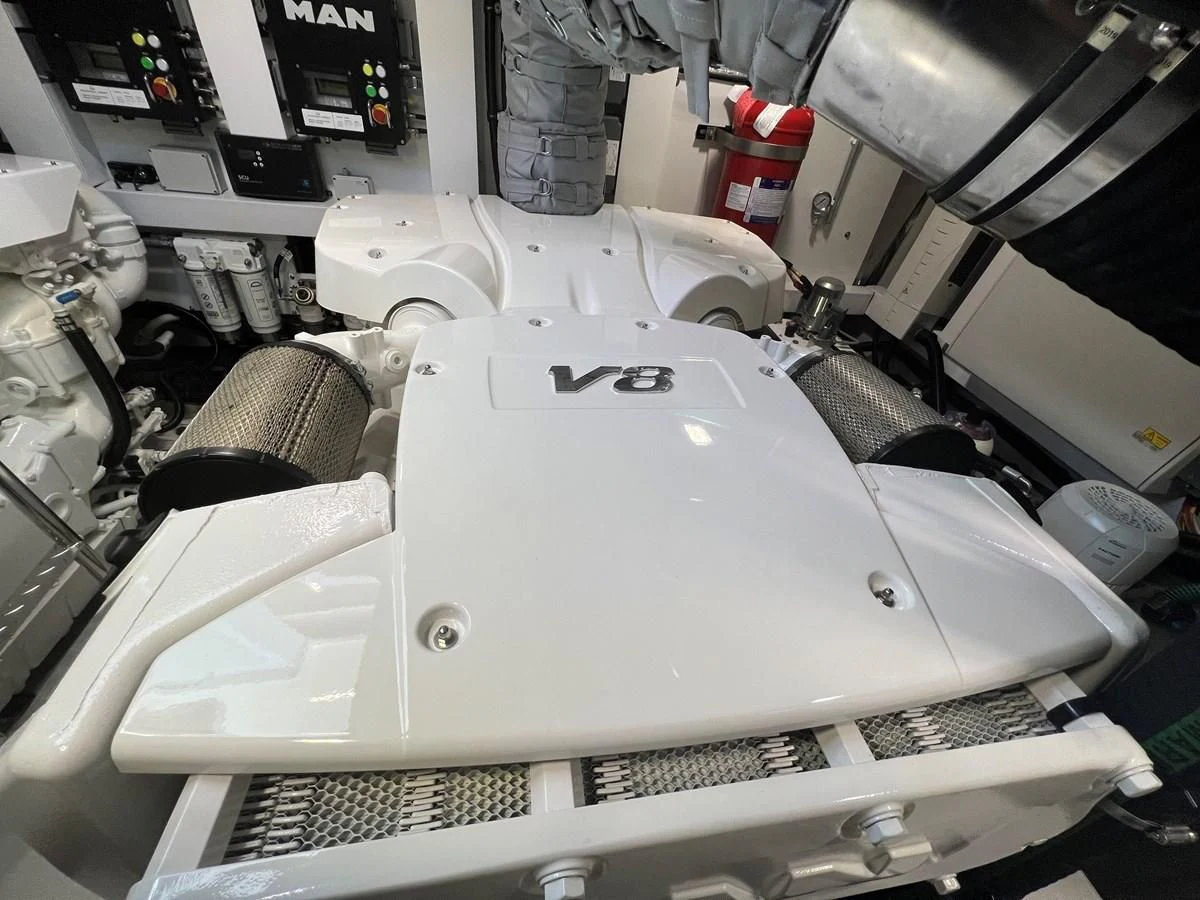 a machine with a large white cylinder aboard 66 MANHATTAN Yacht for Sale