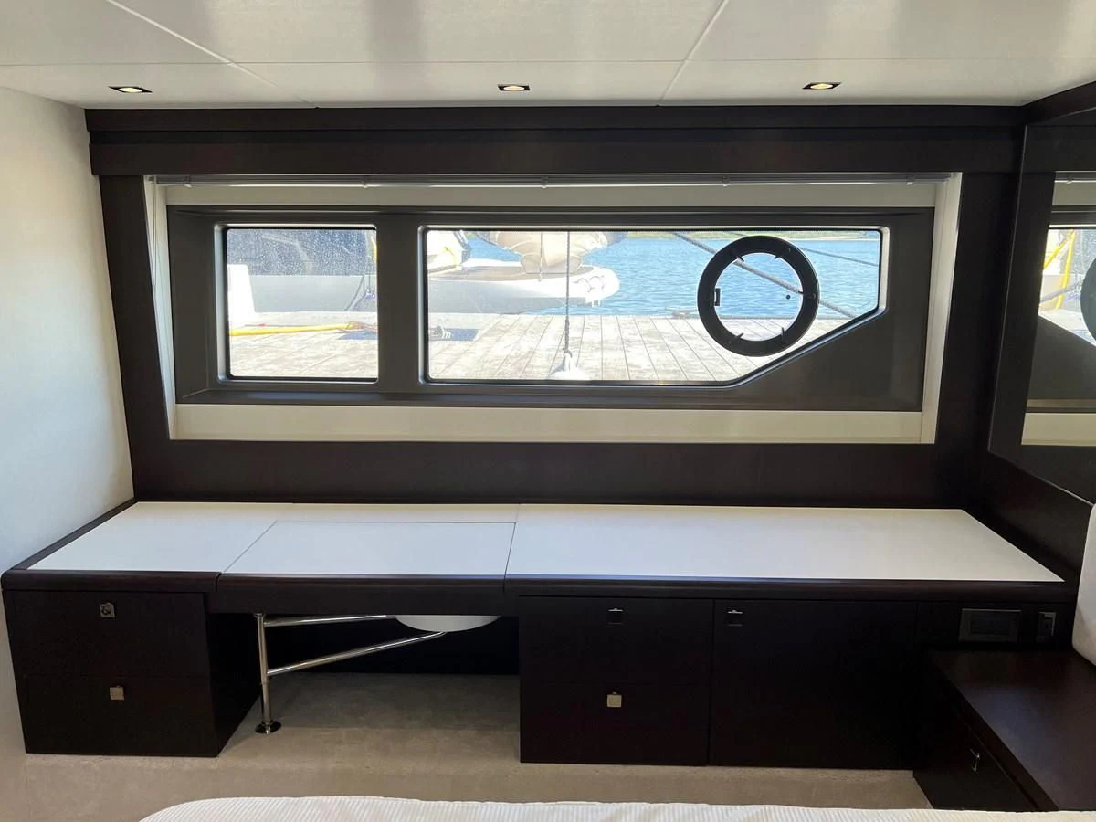 a large screen with a picture on it aboard 66 MANHATTAN Yacht for Sale