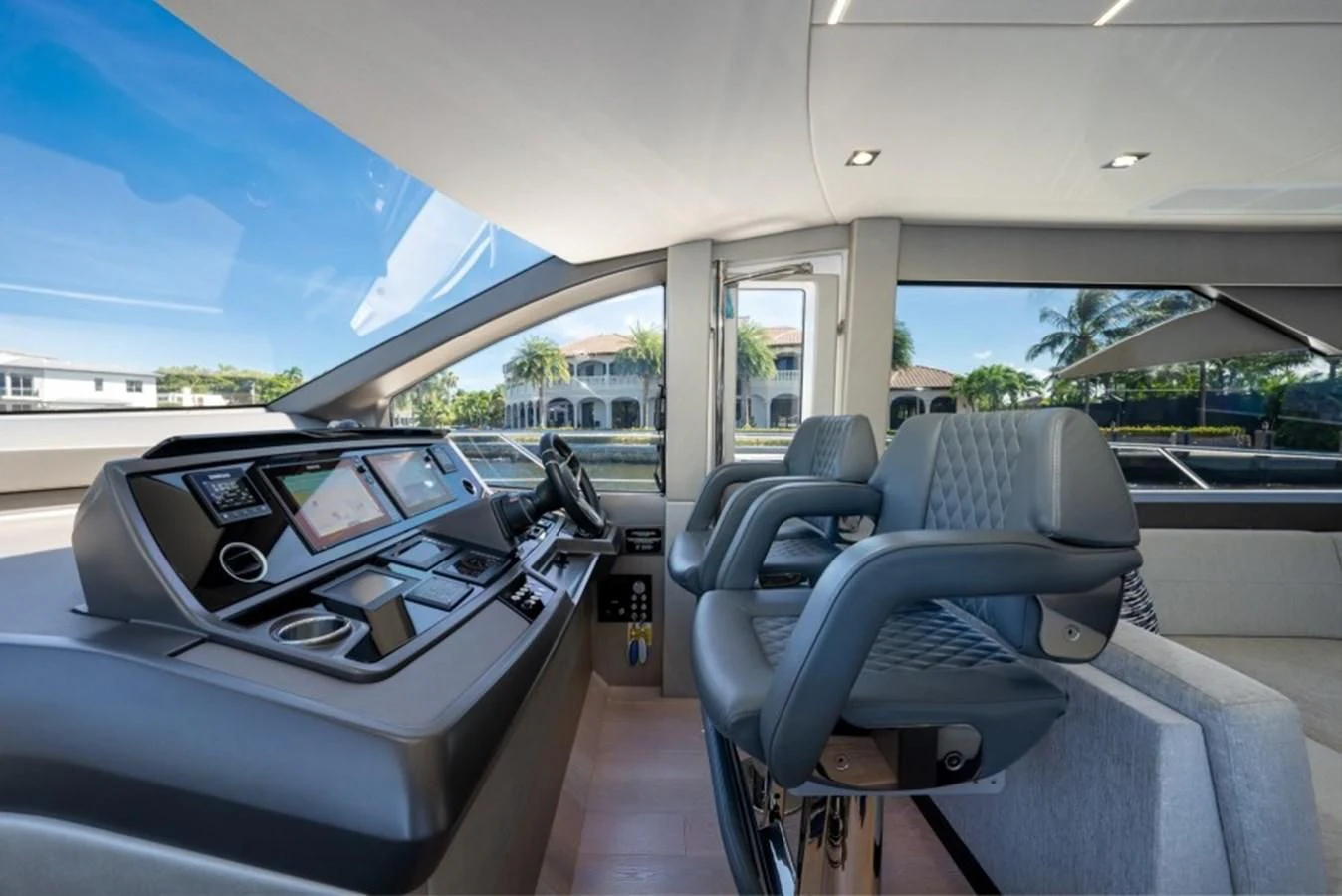 inside of a car aboard 66 MANHATTAN Yacht for Sale