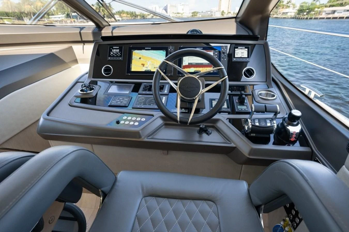 the interior of a car aboard 66 MANHATTAN Yacht for Sale