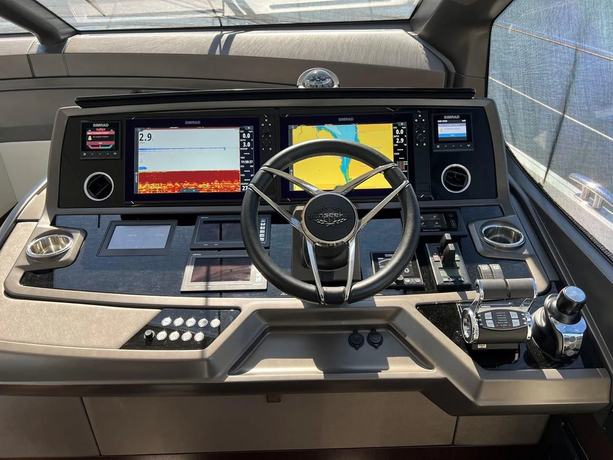 the inside of a car aboard 66 MANHATTAN Yacht for Sale