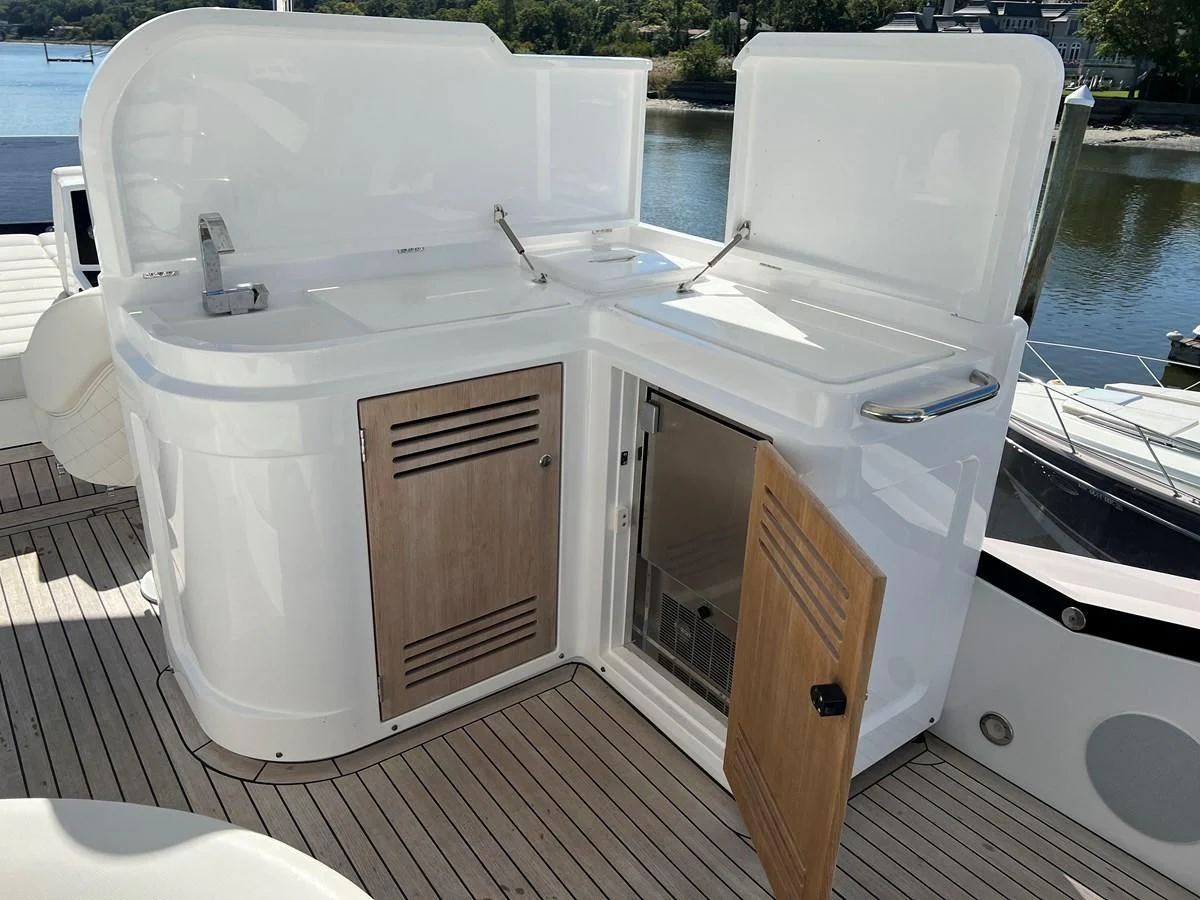 a boat on a deck aboard 66 MANHATTAN Yacht for Sale