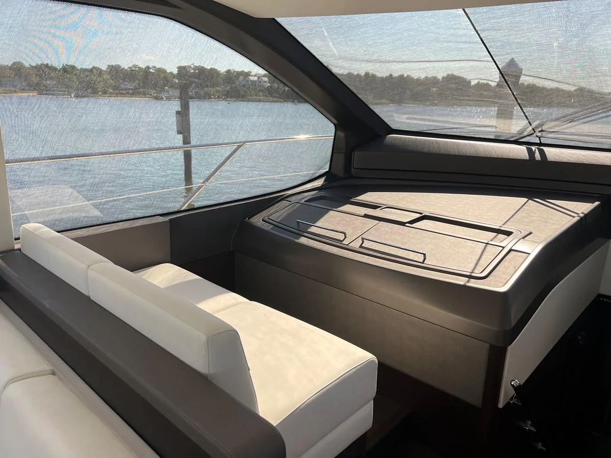 a room with a large window and a large body of water aboard 66 MANHATTAN Yacht for Sale