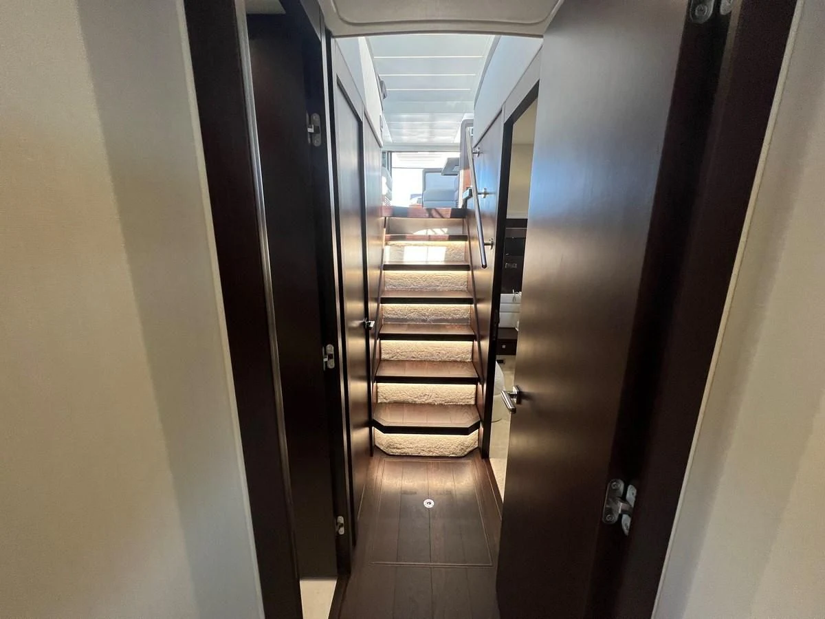 a hallway with a set of doors aboard 66 MANHATTAN Yacht for Sale
