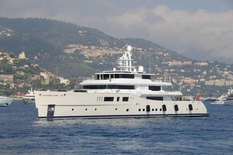 a white yacht in the water aboard NAUTILUS Yacht for Sale