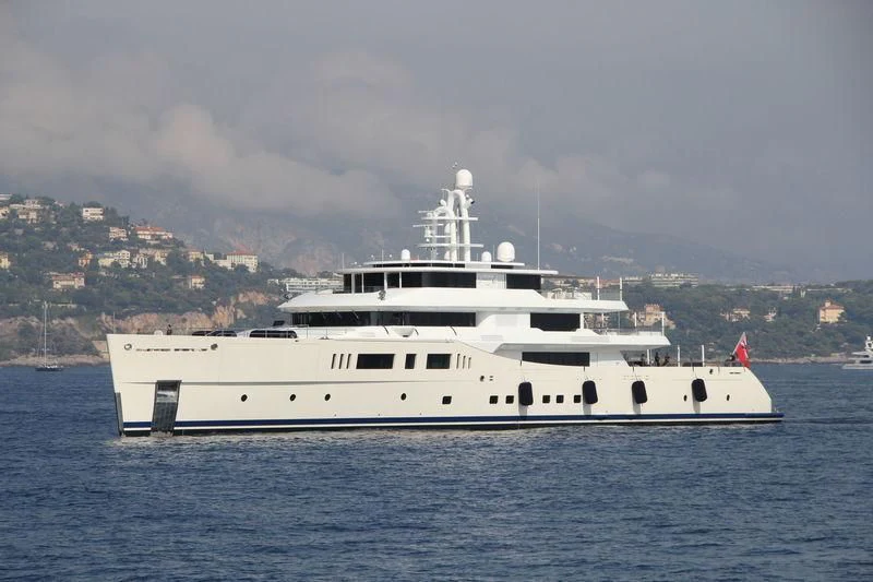 a white yacht in the water aboard NAUTILUS Yacht for Sale