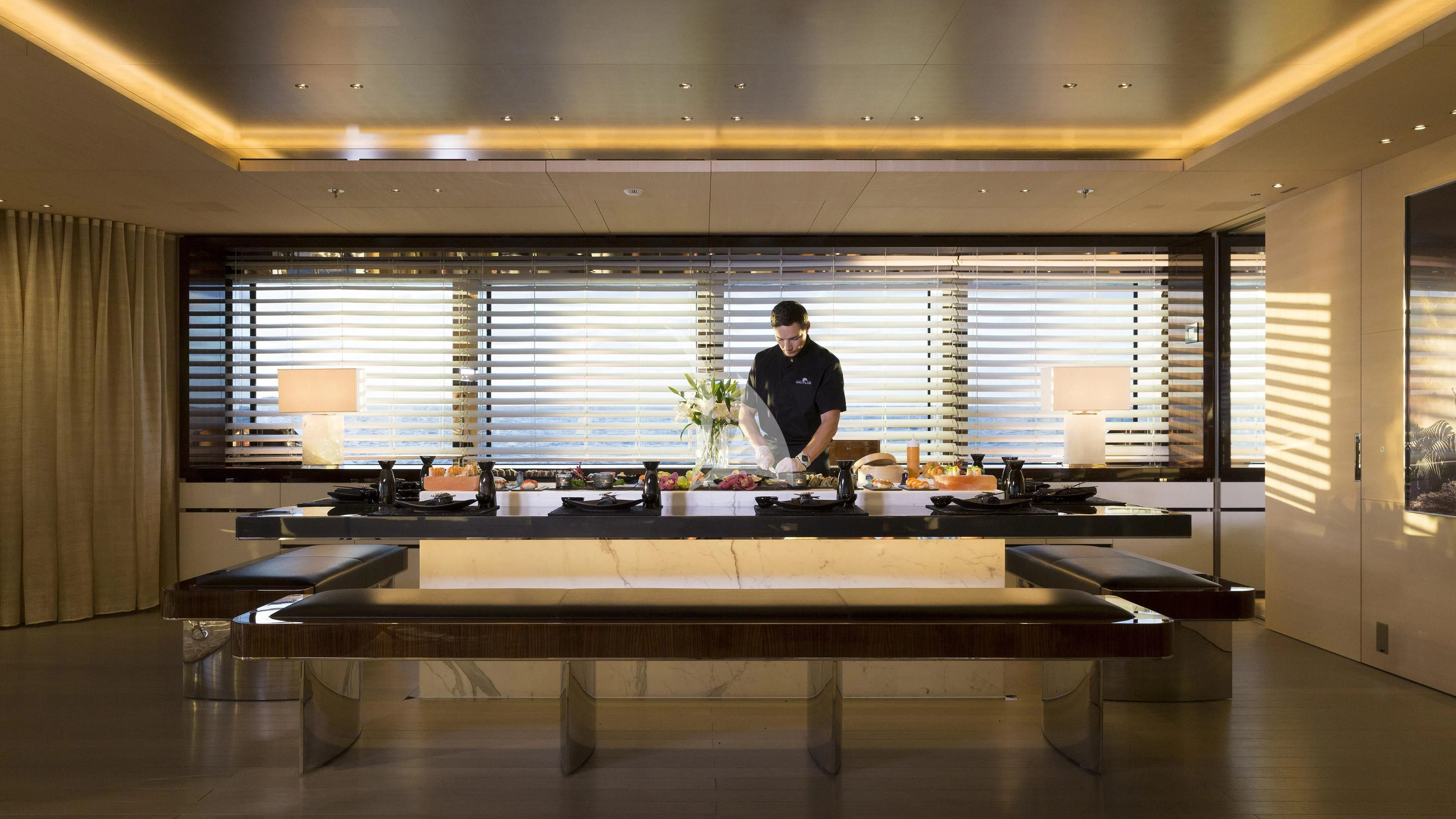a person standing in a room aboard NAUTILUS Yacht for Sale