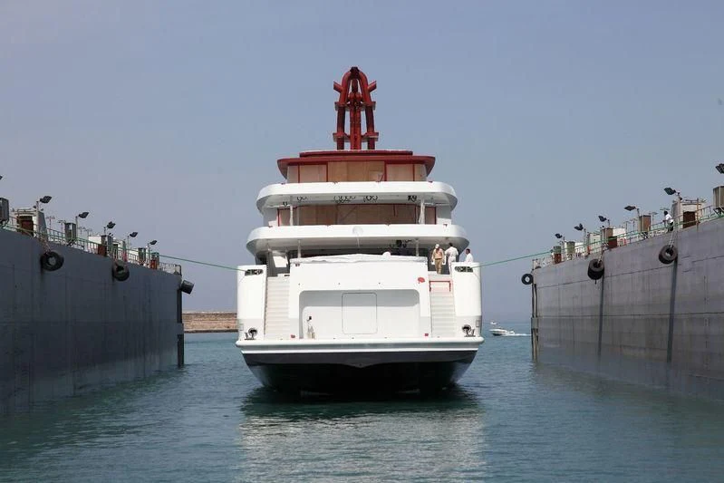 a large white boat in the water aboard NAUTILUS Yacht for Sale