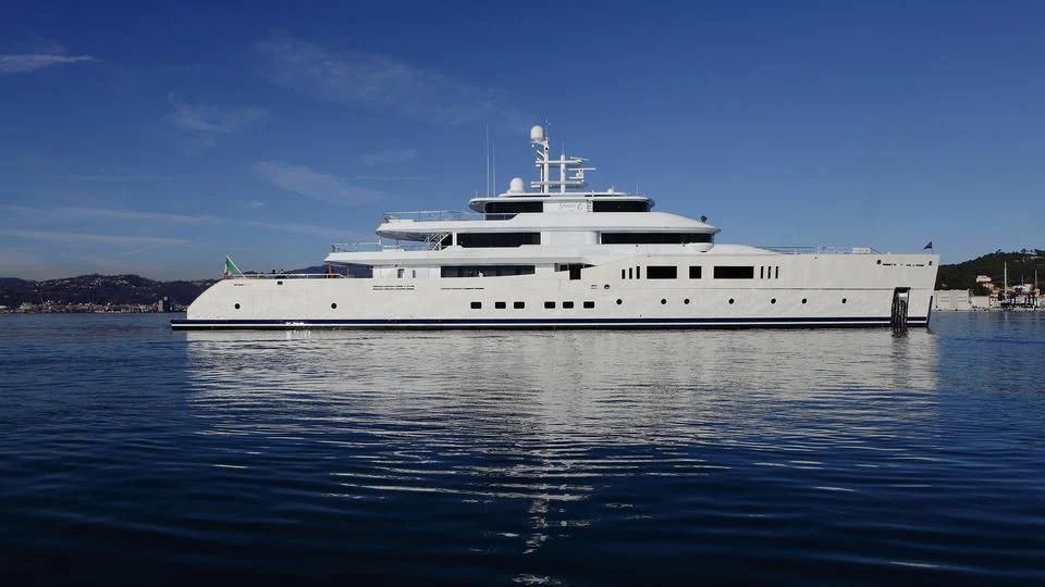 a large white ship in the water aboard NAUTILUS Yacht for Sale