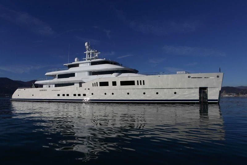 a large white ship in the water aboard NAUTILUS Yacht for Sale