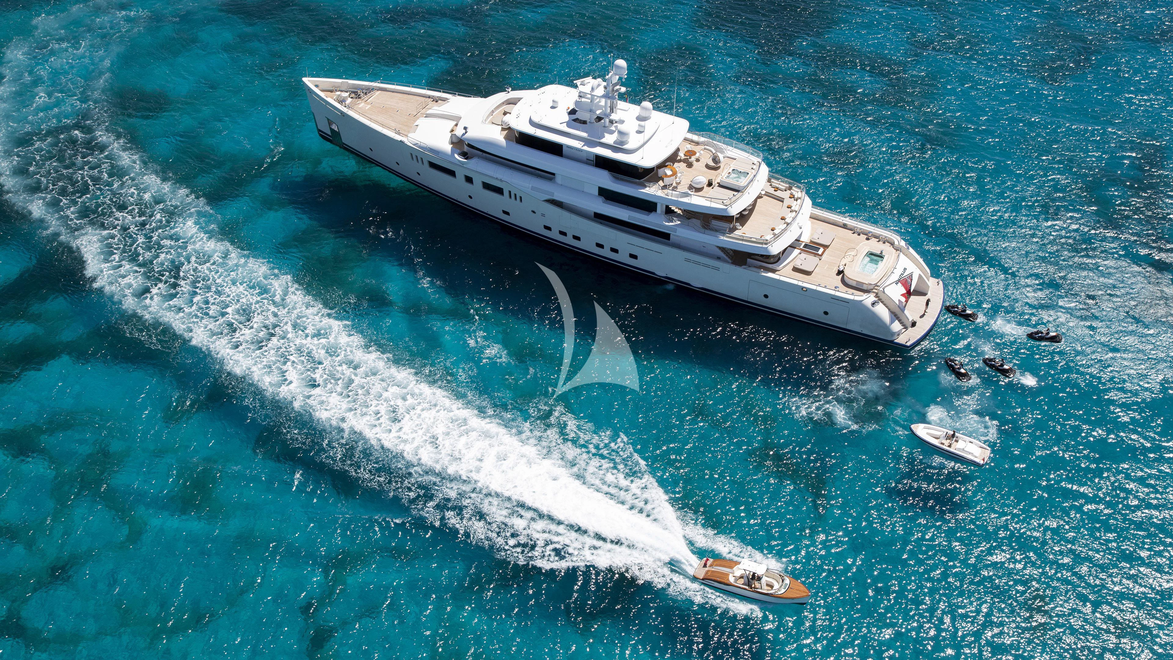 a high angle view of a military ship aboard NAUTILUS Yacht for Sale