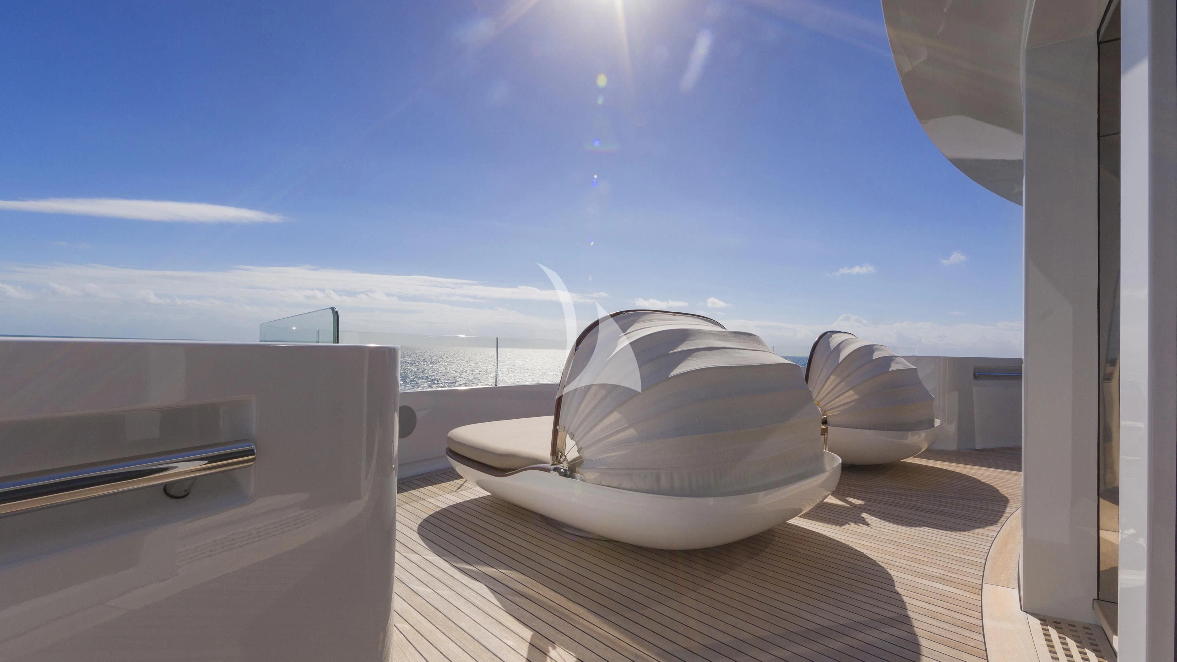 a room with a view of the city and the water aboard NAUTILUS Yacht for Sale